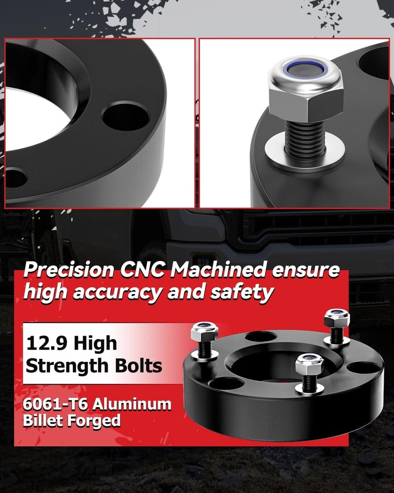 PROEZE 2" Leveling Lift Kits for 2007-2026 Silverado 1500/2007-2026 Sierra 1500, 2 inch Forged Front Strut Spacers Suspension Leveling Kits - Image 5